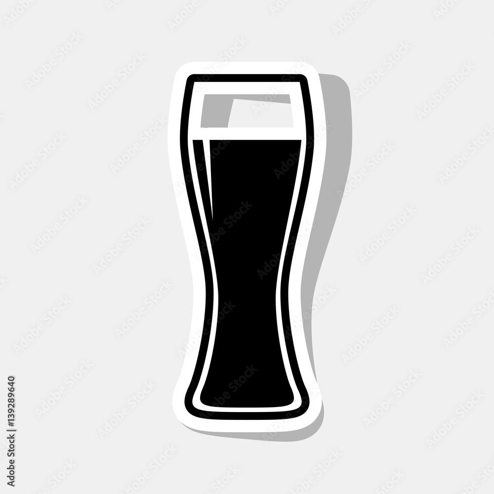 Beer glass sign. Vector. New year reddish icon with outside stroke and gray shadow on light gray background. Beer glass sign. Vector. New year reddish icon with outside stroke and gray shadow on light gray background.