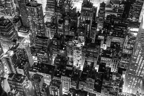 New York City at night in black and white