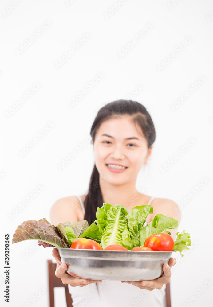 portrait of asian young woman preferring food portrait of asian young woman preferring food