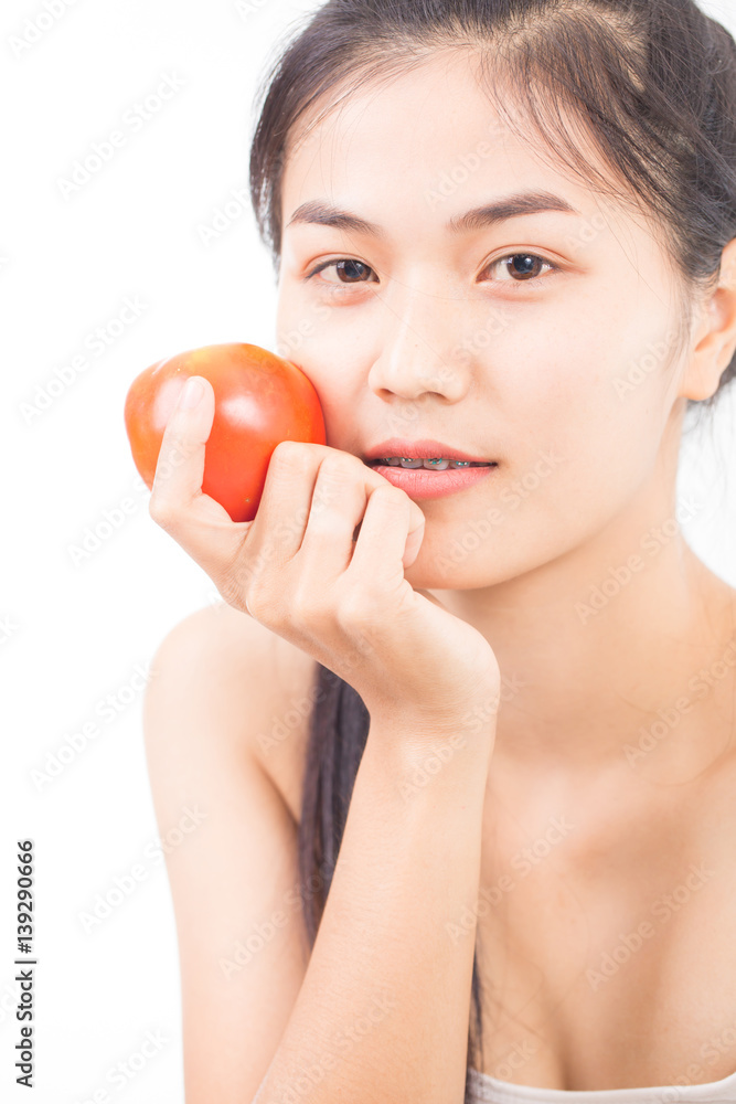 portrait of asian young woman preferring food portrait of asian young woman preferring food