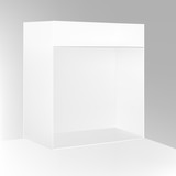 VECTOR: White gray POS POI Outdoor/Indoor 3D Empty Showcase Display on Isolated white background. Mock-up template ready for design