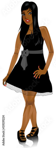 MixedWomanBlackBowDress