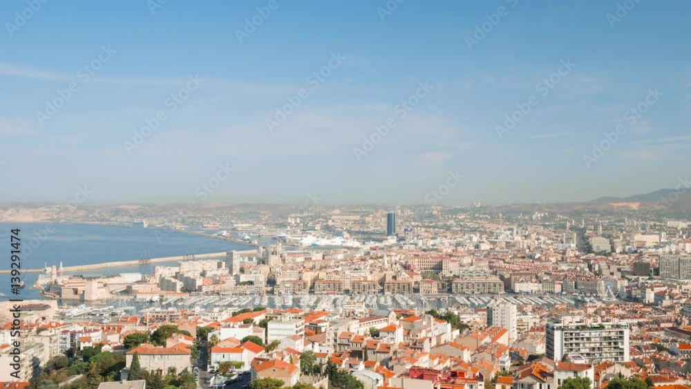 Timelapse video with an aerial view of Marseille and Vieux Port Timelapse video with an aerial view of Marseille and Vieux Port