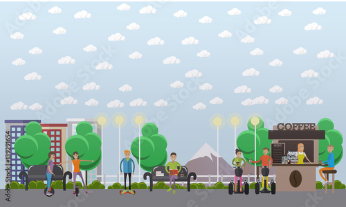Modern park concept vector illustration in flat style