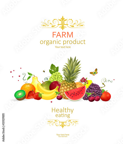 fresh collection of delightful fruits on white background for yo