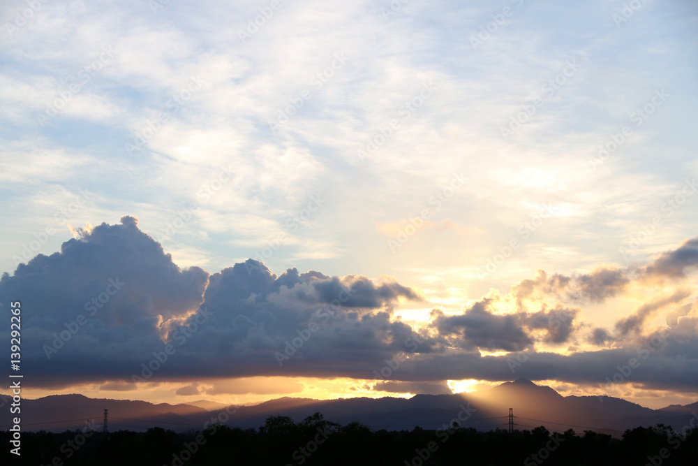 light gold Sunset from Thailand