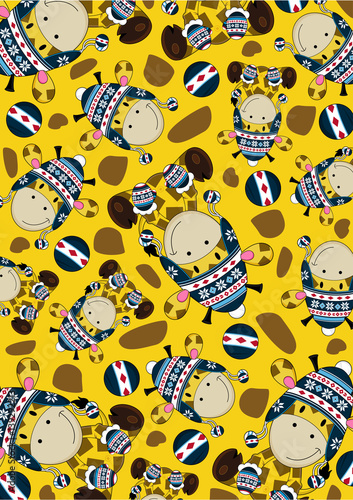 Cute Cartoon Wooly Hat Giraffe Pattern