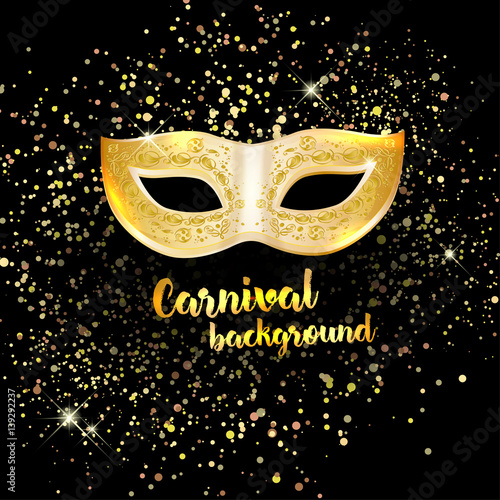 Carnival mask on dark and shiny background