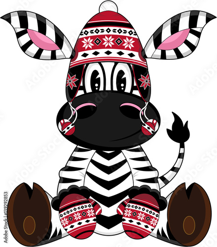 Cute Cartoon Wooly Hat Zebra