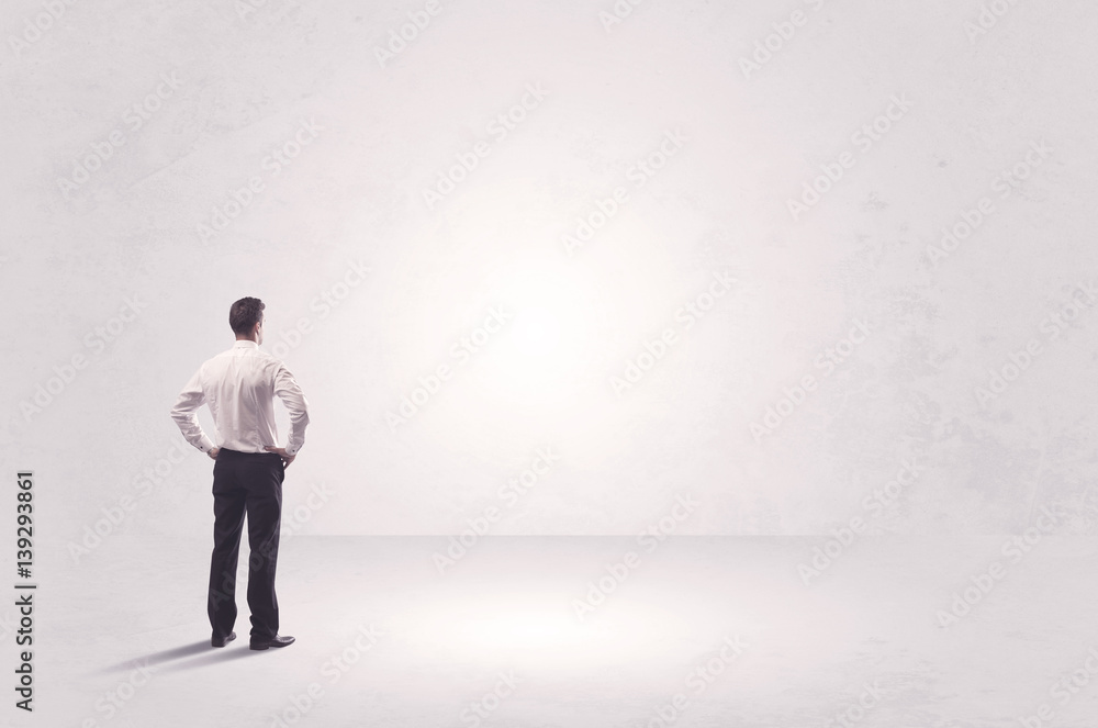 Finance worker standing in pure nothing Finance worker standing in pure nothing