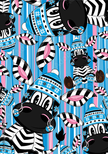 Cute Cartoon Wooly Hat Zebra Pattern