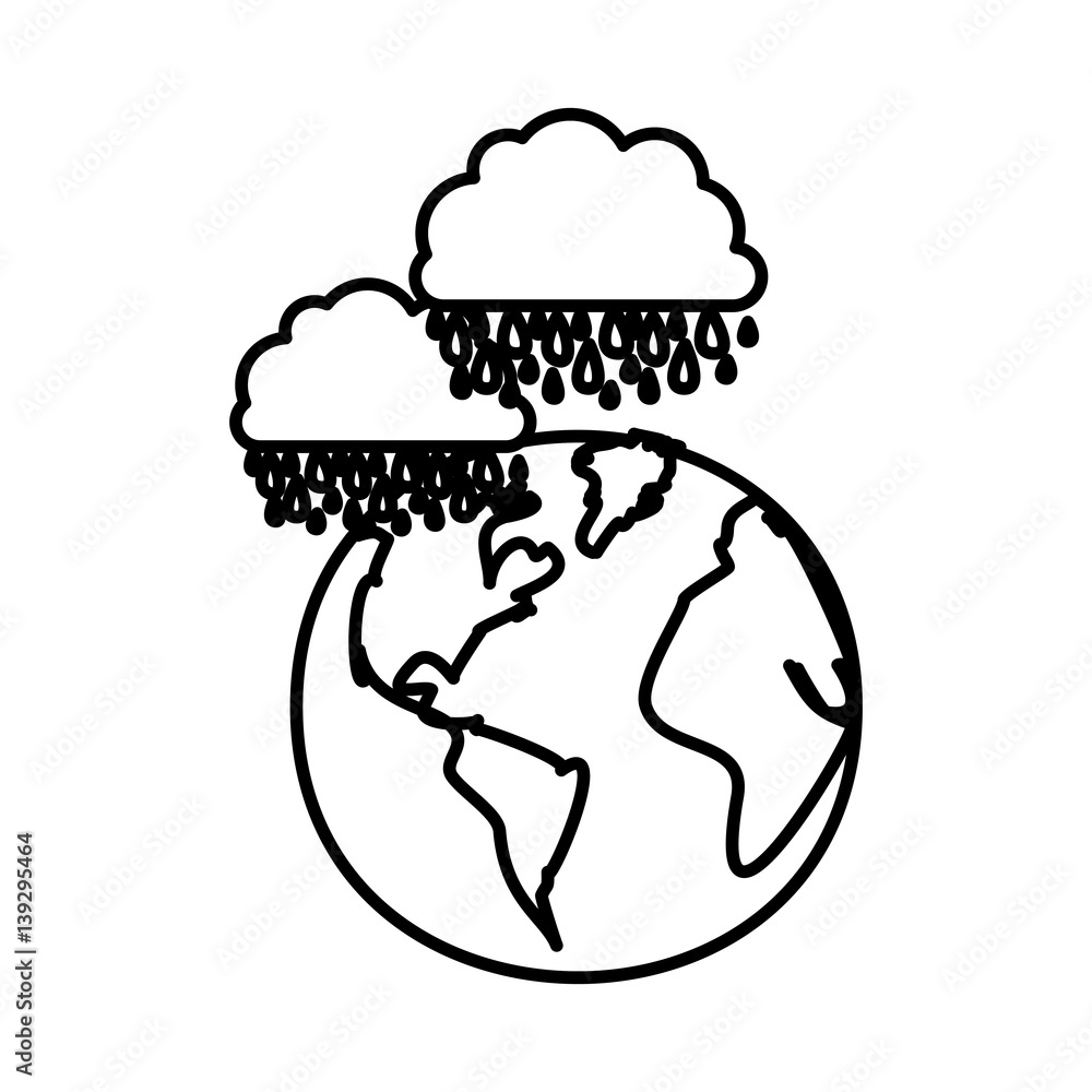 figure earth planet with clouds rainning icon, vector illustraction ...