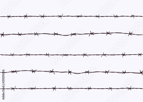Set of Steel Rusty Barbwire Seamless Pattern