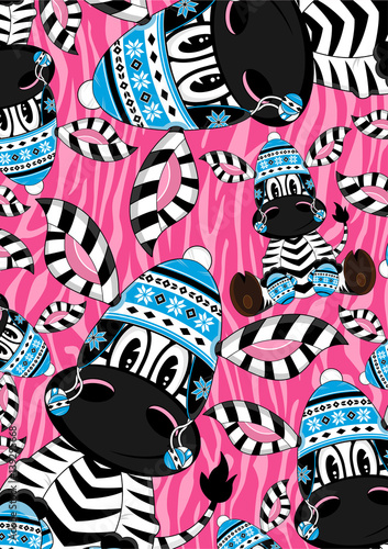 Cute Cartoon Wooly Hat Zebra Character