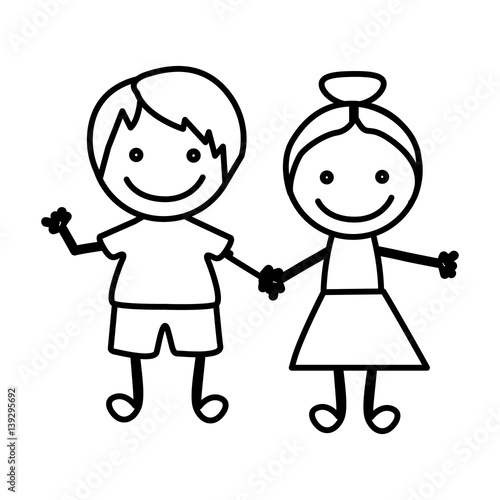figure happy chidren with hand together icon, vector illustraction design