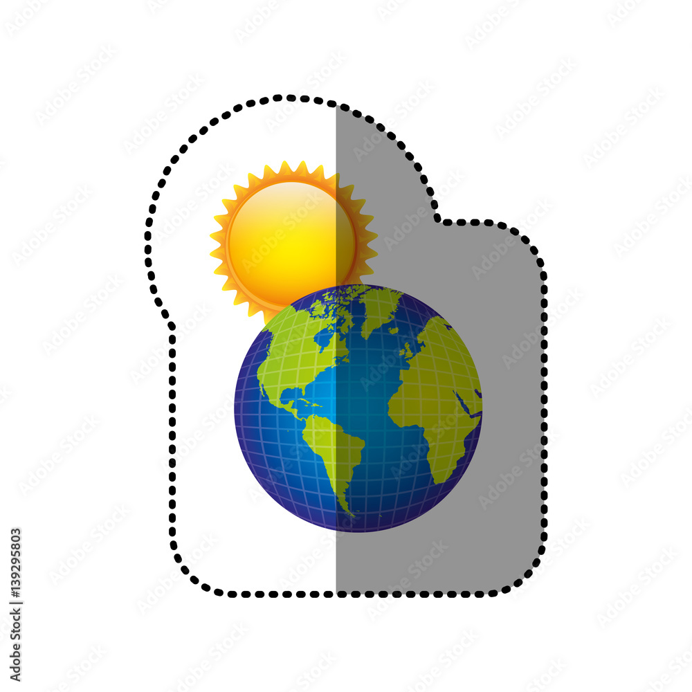color earth planet with sun icon, vector illustraction design Stock ...