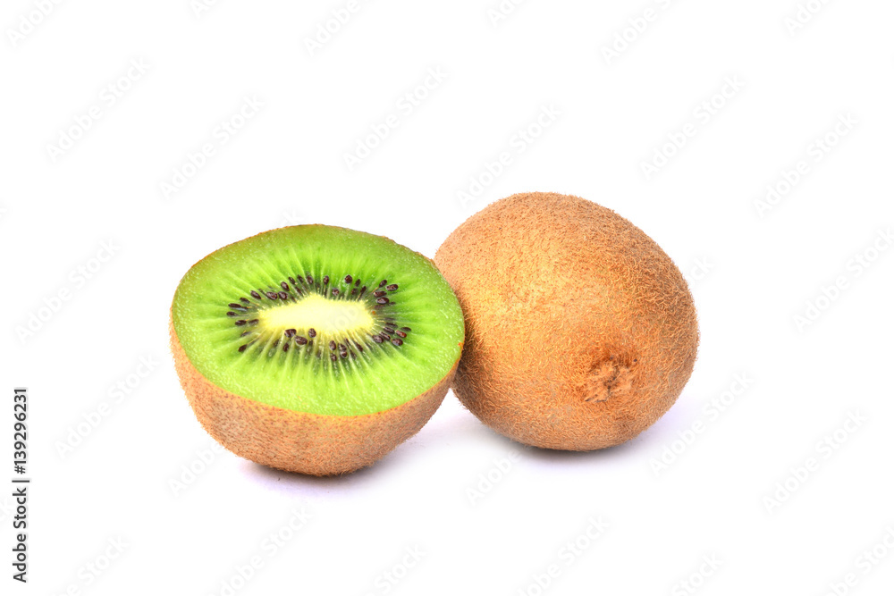 Kiwi fruit and half kiwi fruit isolated on white background Kiwi fruit and half kiwi fruit isolated on white background