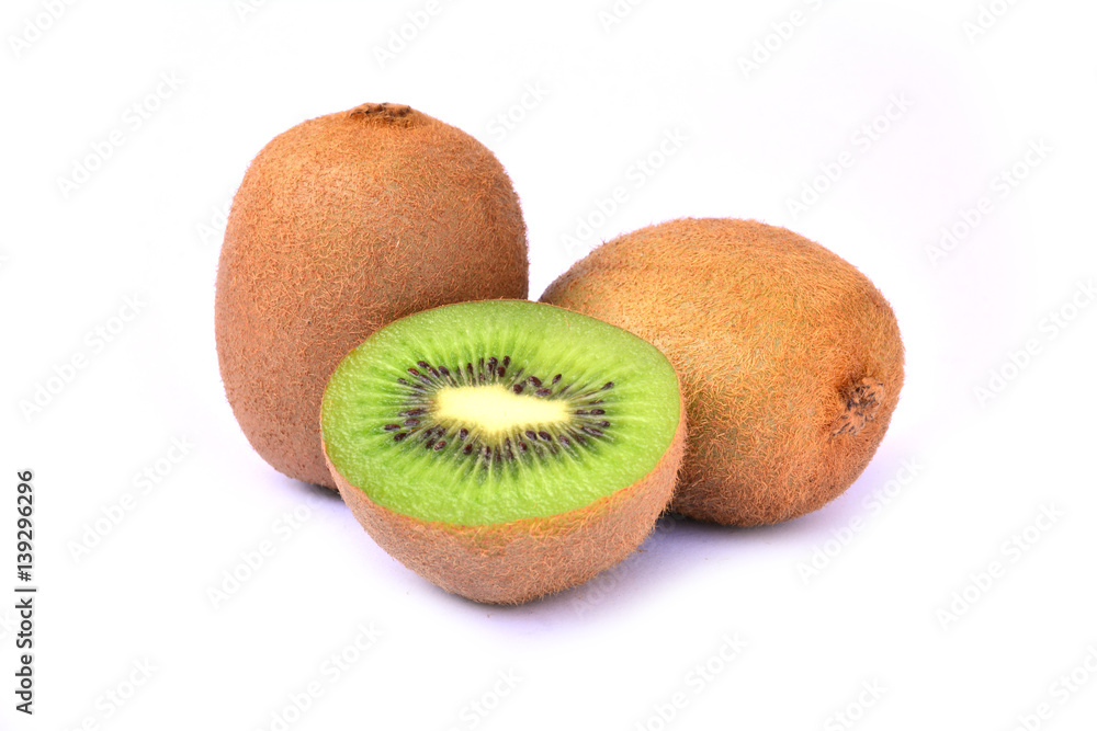 Kiwi fruit and half kiwi fruit isolated on white background Kiwi fruit and half kiwi fruit isolated on white background