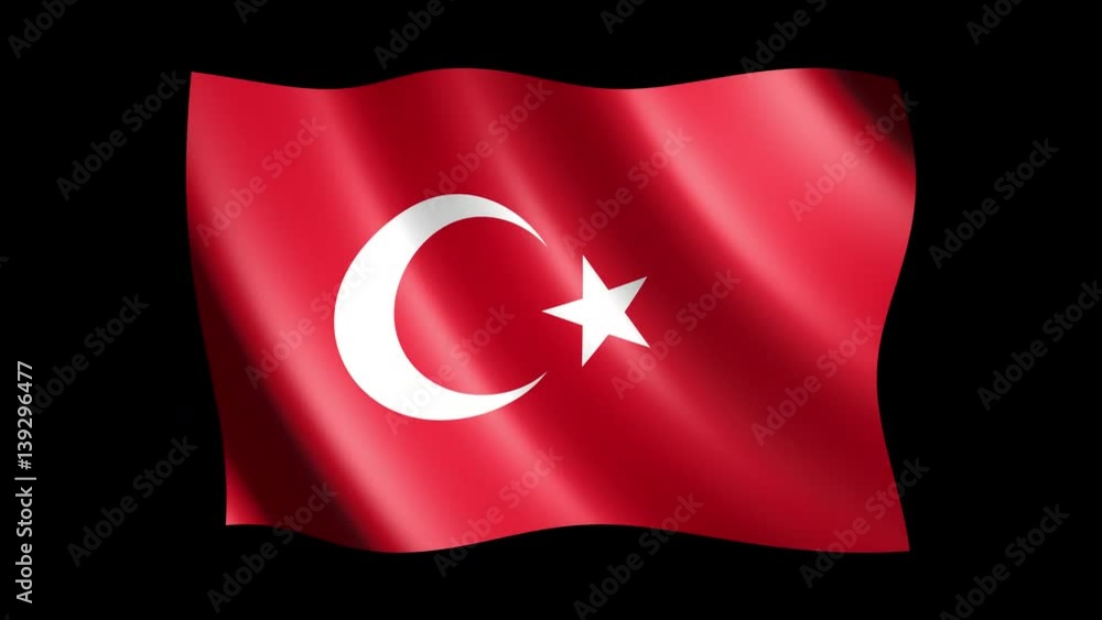 Flag of Turkey isolated on alpha channel, seamless looping Flag of Turkey isolated on alpha channel, seamless looping