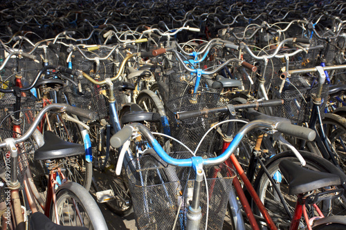 Many old bicycle in the shed
