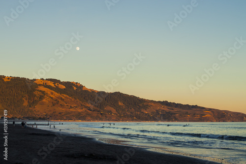 Moonrise over a beach
