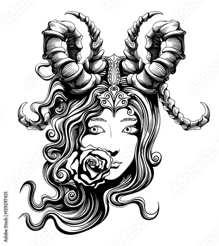 Photos cute girl demon with a curious look