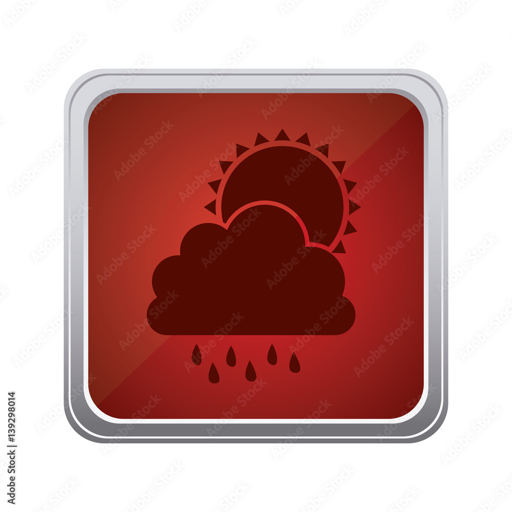 red emblem cloud rainning with sun icon, vector illustraction red emblem cloud rainning with sun icon, vector illustraction