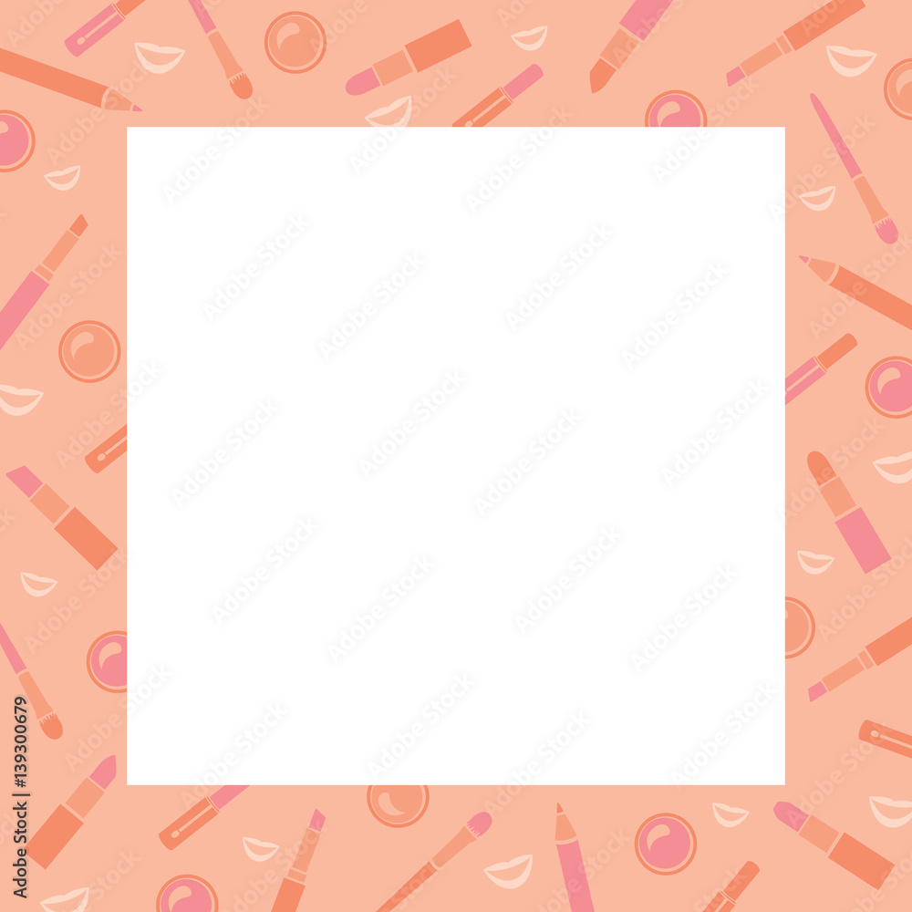 Makeup Cosmetics Tools Icons Pattern Border, Beauty, Facial, Fashion Makeup Cosmetics Tools Icons Pattern Border, Beauty, Facial, Fashion