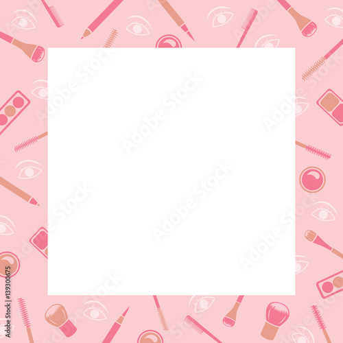 Makeup Cosmetics Tools Icons Pattern Border, Beauty, Facial, Fashion © matoommi