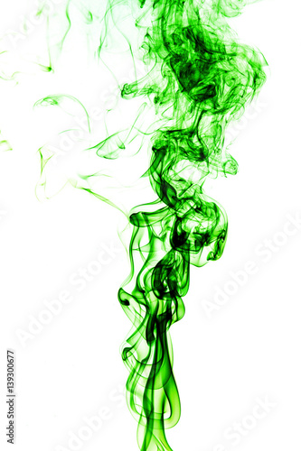 Abstract green smoke on white background  smoke background green ink background green  beautiful color smoke