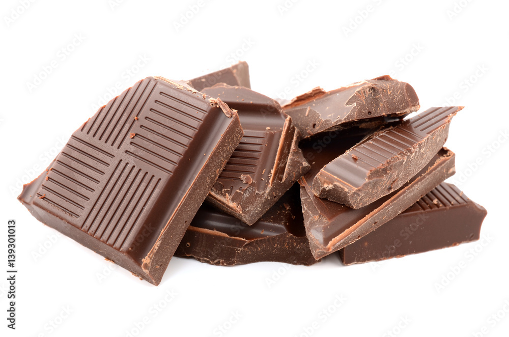 Dark chocolate on a white background Dark chocolate on a white background