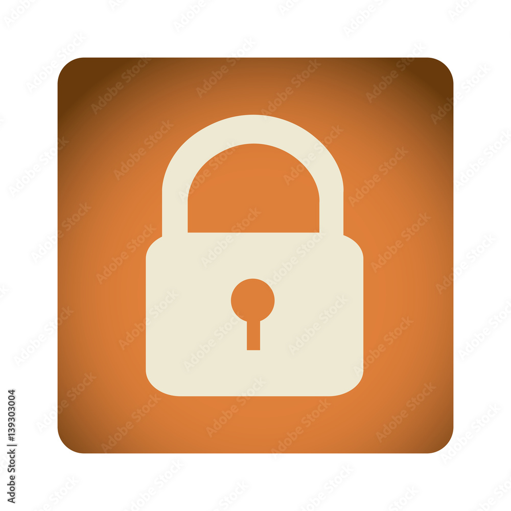orange emblem lock icon, vector illustraction design image orange emblem lock icon, vector illustraction design image