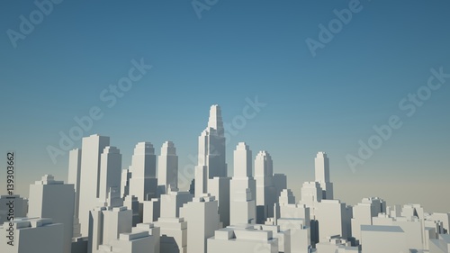 The layout of the city with skyscrapers on the background of blue sky  3d render