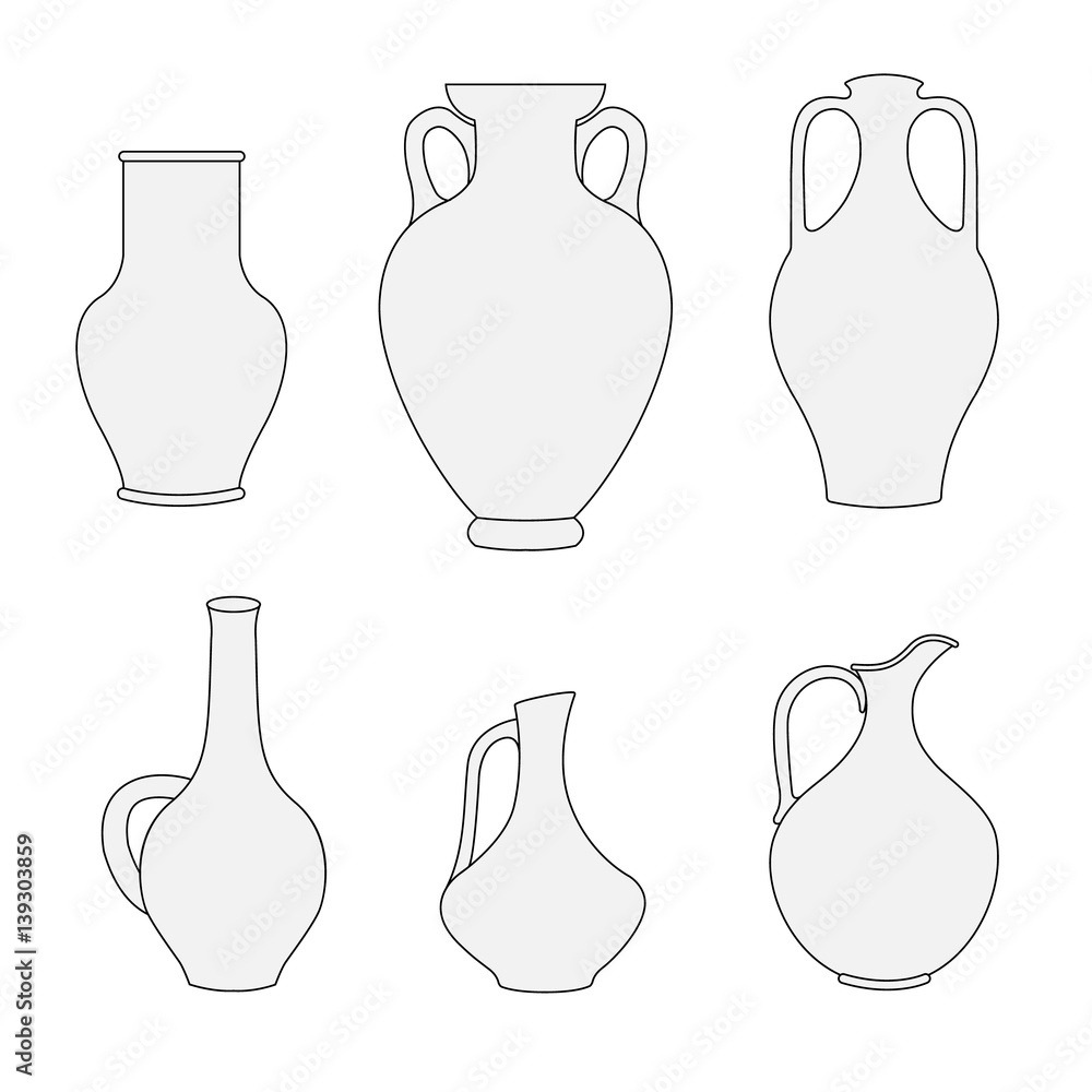 Set of jugs. Pitcher outline. Vector Set of jugs. Pitcher outline. Vector