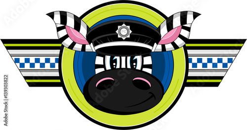 Cute Cartoon Zebra Policeman