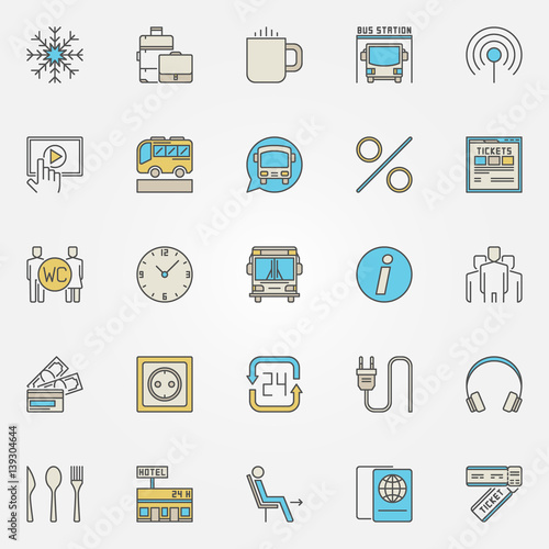 Bus and coach travel icons