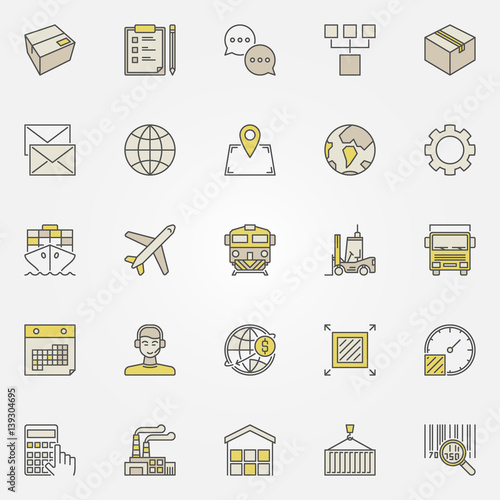 Logistics and transportation colorful icons