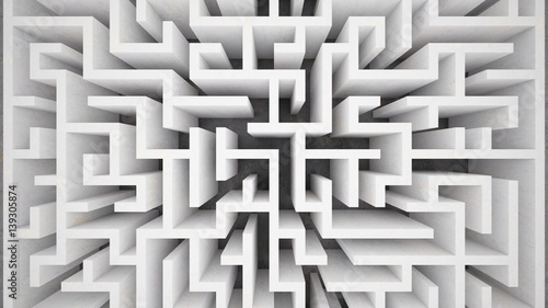 3d rendering maze in top view