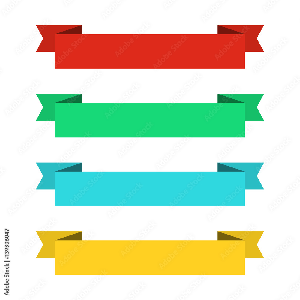 Flat ribbons banners. Ribbons in flat design. Vector set of colorful ribbons Flat ribbons banners. Ribbons in flat design. Vector set of colorful ribbons
