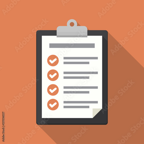 Clipboard with checklist icon. Flat illustration of clipboard with checklist icon for web photo