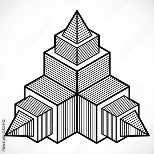 Engineering three-dimensional construction, abstract vector trigonometric shape.