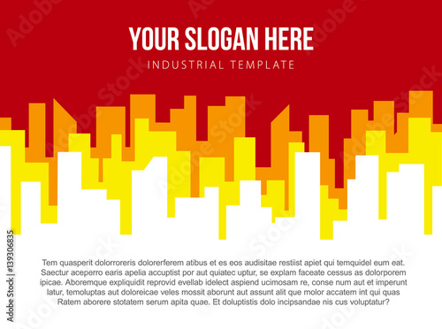 Bilde på lerret Poster vector template with red and orange city skyline