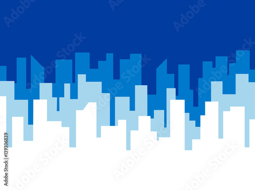 Billede på lærred Poster vector template with blue city skyline