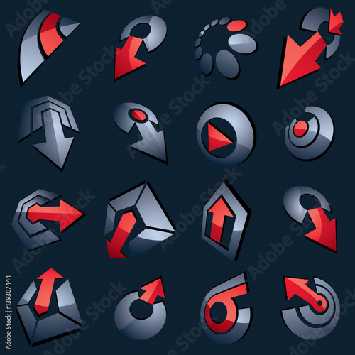 3d vector gray and red abst...