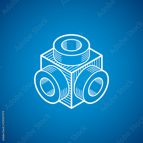 Engineering three-dimensional construction, abstract vector trigonometric shape.