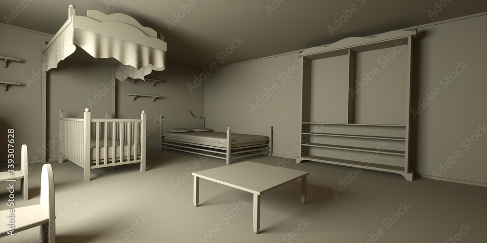 Children's room, 3d render Children's room, 3d render