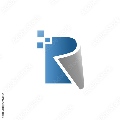 creative letter r data technology logo vector concept, letter r book vector
