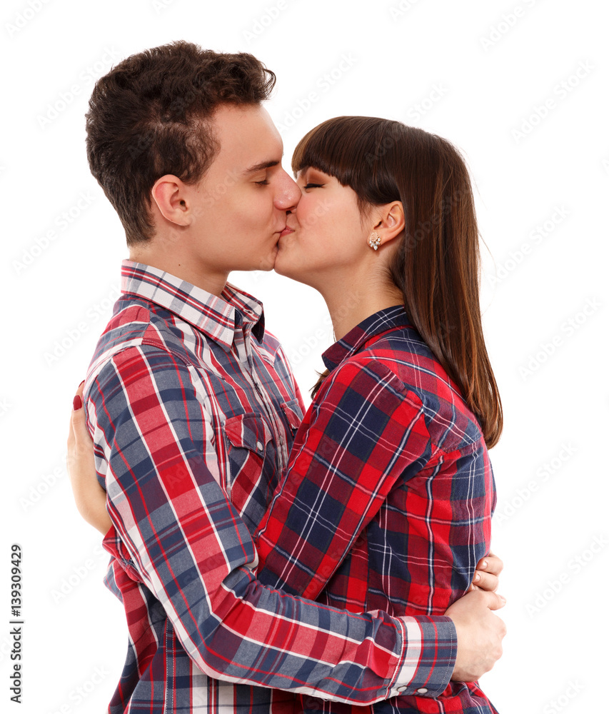 Teenage couple kissing