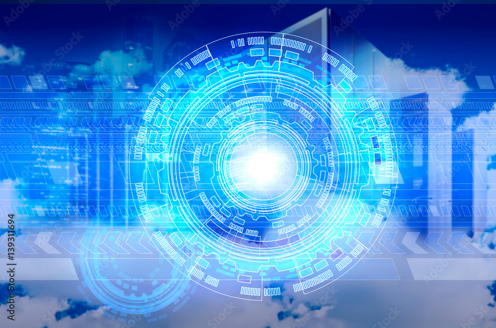 Obraz premium abstract Computer in cloudy sky as symbol for cloud-computing