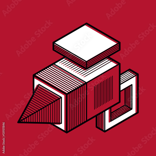 Engineering three-dimensional construction, abstract vector trigonometric shape.